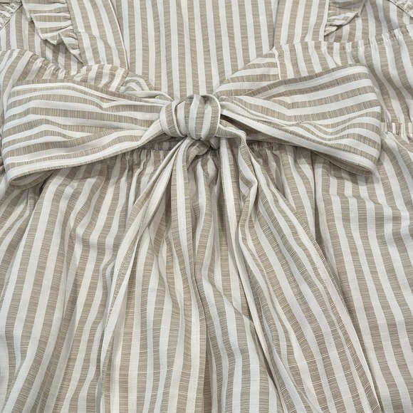 Maternity Flutter Tank Top Tie Back Backless White Tan Smocked Size Large - Picture 13 of 13